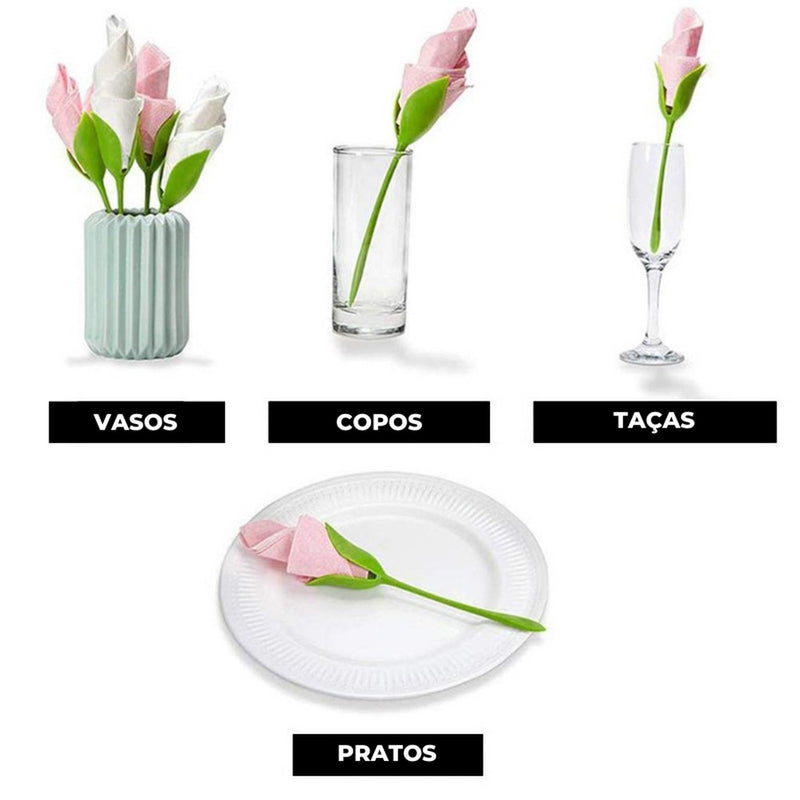 Kit 16 Flores Porta Guardanapos Jantar Elegante - Frete Grátis